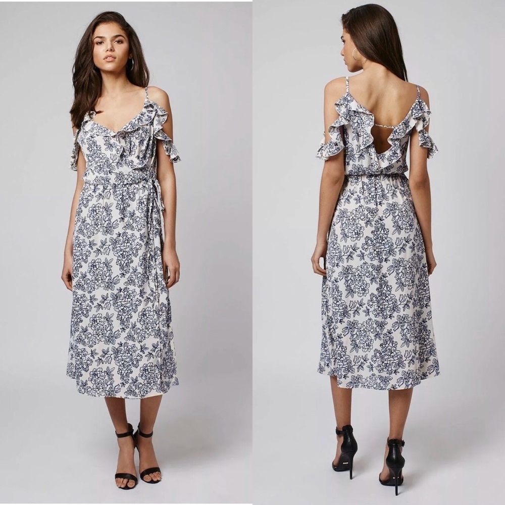 Topshop Cold Shoulder Wrap Dress